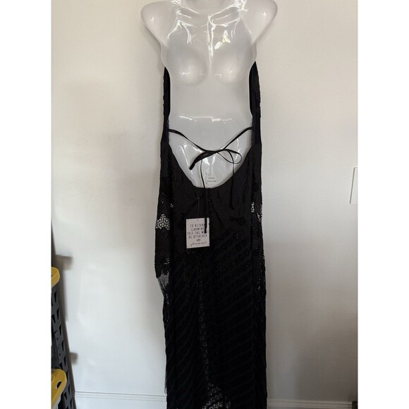 Free People Revolve Celeste Maxi Dress 12 Black Womens Halter Embroidered NWT - Picture 4 of 14